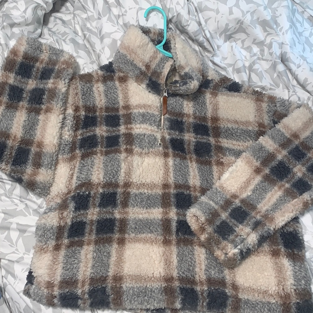 cropped, quarter zip sherpa (never worn)